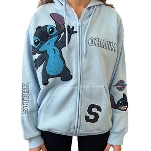 Disney Light Blue Stitch Ohana Zip-Up Hoodie